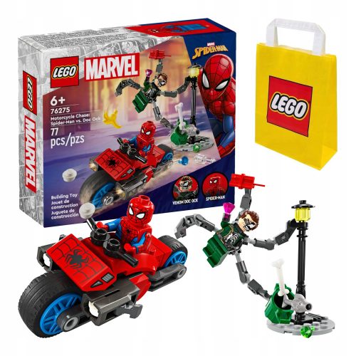  LEGO Super Heroes 76275 Motorrad-Verfolgungsjagd: Spider-Man vs. Doc Ock + Papiertüte LEGO 6315786 gelb 24x8x18 cm