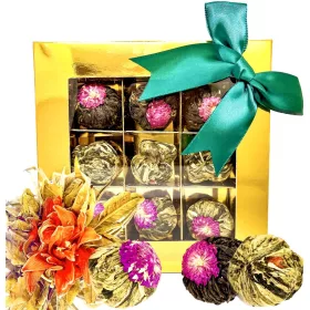    Blühender Tee SET MIT 3 GESCHMACKSARTEN CAMPOO BOX Geschenk schwarz grün