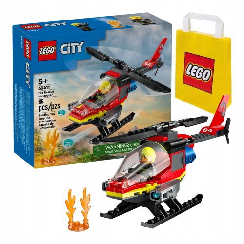  LEGO City 60411 Feuerwehr-Rettungshubschrauber + LEGO 6315786 VP PAPIERBEUTEL KLEIN S 24X18X8