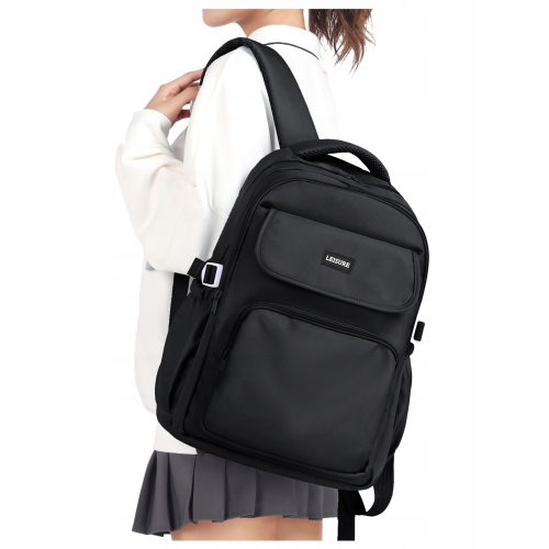  Schulrucksack mit mehreren Fächern, schwarz, 15 Jahre