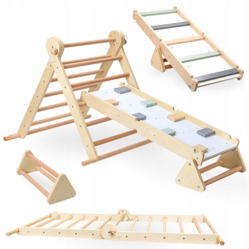 Spielplätze im Garten 3-in-1-Dreiecksleiter aus Holz für den Heimspielplatz