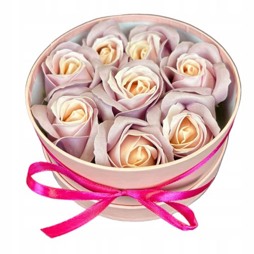 Flowerbox Seifenblumen hellviolett rund - Seifenrosen