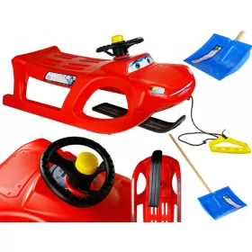    Zigi Control SCHLITTEN für Kinder ROT + Schneeschaufel STRING + GRIFF