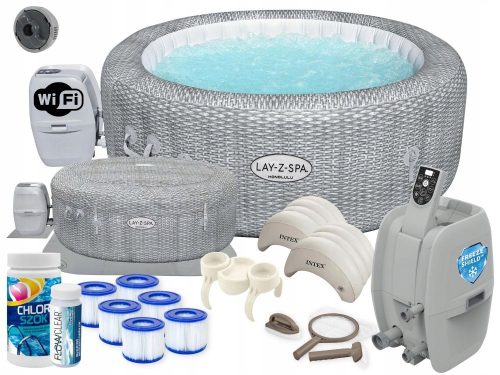 Whirlpool, Garten-Whirlpool Bestway runder aufblasbarer Hydromassage-Pool 916 l + 11 weitere Produkte