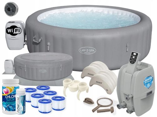 Whirlpool, Garten-Whirlpool Bestway runder aufblasbarer Hydromassage-Pool 1350 l + 11 weitere Produkte
