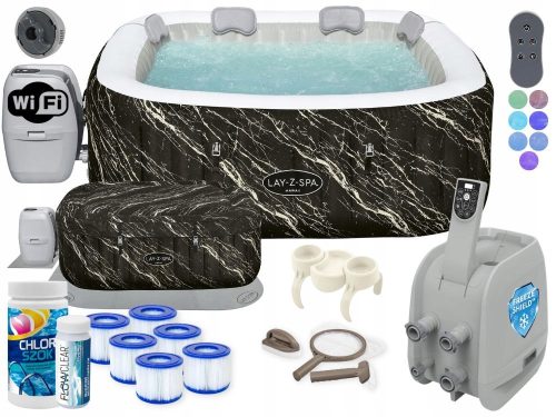 Whirlpool, Garten-Whirlpool Bestway quadratischer aufblasbarer Hydromassage-Pool 840 l + 11 weitere Produkte