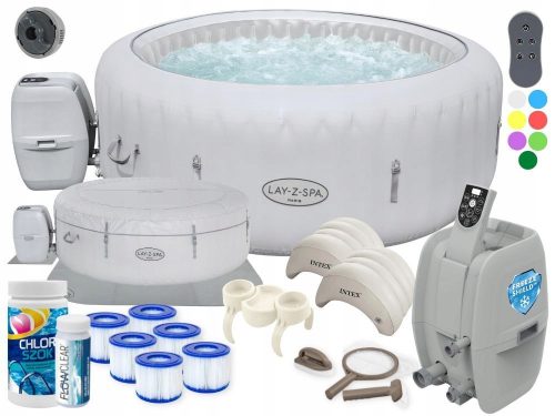 Whirlpool, Garten-Whirlpool Bestway runder aufblasbarer Hydromassage-Pool 806 l + 11 weitere Produkte