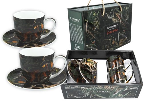 Tasse und Untertasse für Kaffee und Tee Carmani Tasse Tassen Set Porzellan als Geschenk Porzellan 220 ml 2-tlg.