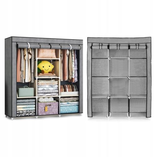  ModernHome Kleiderschrank TEXTILE GARDEROBE 126 x 177 x 43,5 cm Grautöne