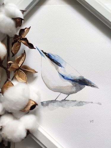 Bilder an der Wand Handgemaltes Aquarell - Kleibervogel