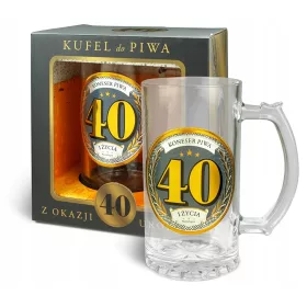    BIERMUFFEL 450 ml DEKORIERT ZUM 40. GEBURTSTAG 40 JAHRE KENNER DES BIERES UND DES LEBENS