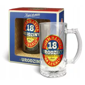    BIERMUFFEL 450 ml DEKORIERT ZUM 18. GEBURTSTAG 18 JAHRE ERSTES LEGALES BIER
