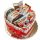  Kuchen mit herzförmigen Süßigkeiten. Geschenk zum Geburtstag mit Kindersüßigkeiten