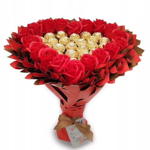  Süßer Herzstrauß mit Ferrero Rocher und 18 Rosen Geschenk zum 18. Geburtstag