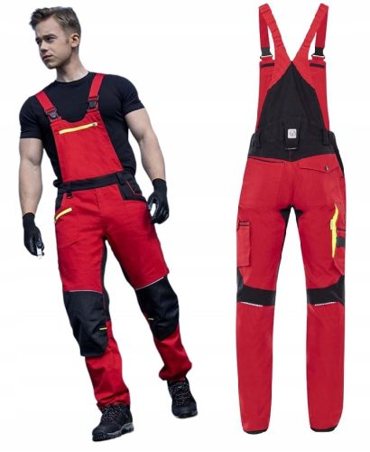 Ardon 4Xstretch lange Arbeitshose, rot H6612/52, Größe 52 + MagrosBHP-LOGO-Aufkleber