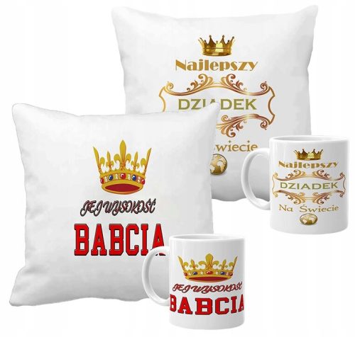 Coole, lustige Gadgets Set bestehend aus 2 Kissen und 2 Tassen mit bedrucktem Geschenk