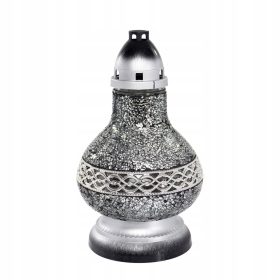  Dekorative Buntglaskerze in Form einer Karaffe in Silber