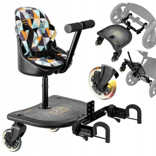  Erweiterungsbett für den X Rider Kinderwagen, schwarz + Kissen für das Bett