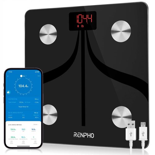 Neueste digitale Personenwaage, aufgeladen über USB, Bluetooth, 13 Messungen, 180 kg