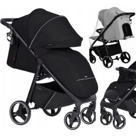    Carrello Bravo Pure Black Kinderwagen + Regenschutz für den Caretero Kinderwagen