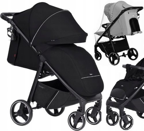  Carrello Bravo Pure Black Kinderwagen + Regenschutz für den Caretero Kinderwagen
