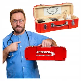    Geschenkbox Erste-Hilfe-Set für eine Flasche, ein Geschenk für einen Arzt