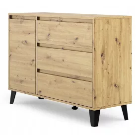    TopEshop Scandi 1D3S Kommode 110 x 39 x 78,5 cm matte Artisan-Eiche