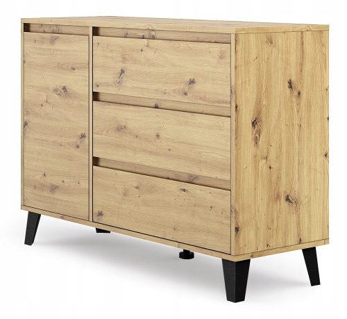 TopEshop Scandi 1D3S Kommode 110 x 39 x 78,5 cm matte Artisan-Eiche