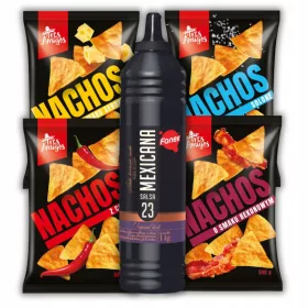   XXL Nachos Set mit 4 Geschmacksrichtungen und 1kg Salsa Mexicana Dip