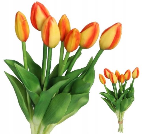 Künstliche Blumen und Früchte TULPEN TULPENSTRAUSS GUMMIBESCHICHTET GUMMI SILIKON WIE LIVE 7STK
