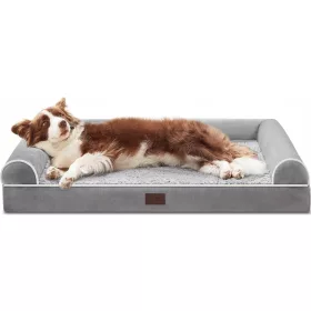    WESTERN HOME Orthopädisches Bett für große Hunde, Grau, 91 x 68 x 16,5 cm