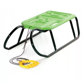    PROSPERPLAST LITTLE BEETLE Große Schlittenrutsche, Seil, Kufen für Kinder, grün