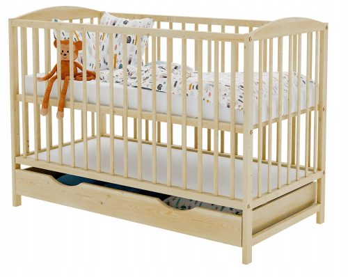  SKANDINAVISCHES Bett, Kiefer, Schublade, 120x60
