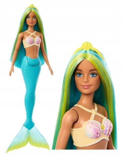  BARBIE-MEERJUNGFRAU-PUPPE, türkisfarbener Schwanz, türkisfarbenes und gelbes Haar HRR03