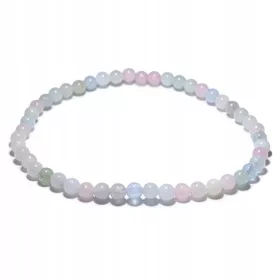    Morganit-Armband, mehrfarbiger Beryll, Naturstein, 4-mm-Kugel
