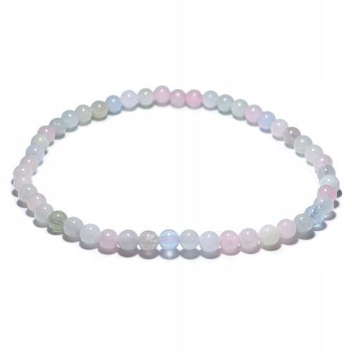  Morganit-Armband, mehrfarbiger Beryll, Naturstein, 4-mm-Kugel
