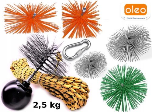 Schornsteinreinigungsset. Ball 2,5 kg 12 m Metall-/PVC-Bürste