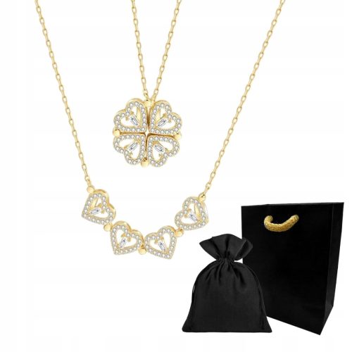  Damenhalskette CLOVER 2IN1 HEART Herz GOLD magnetisch 316 STAHL