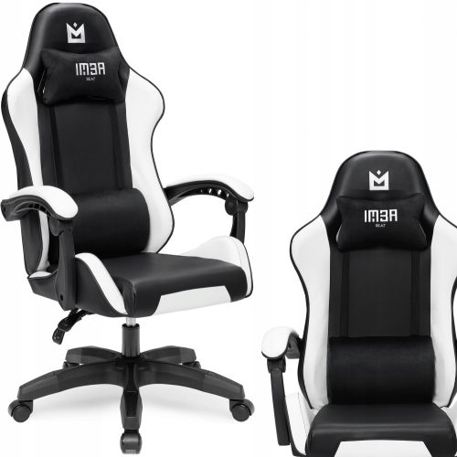  IMBA Seat Strider Gaming-Stuhl, schwarz-weißes Öko-Leder