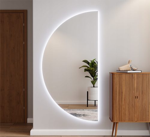  Ovaler Spiegel schwarz 50/85 cm LED mit Sandstrahl