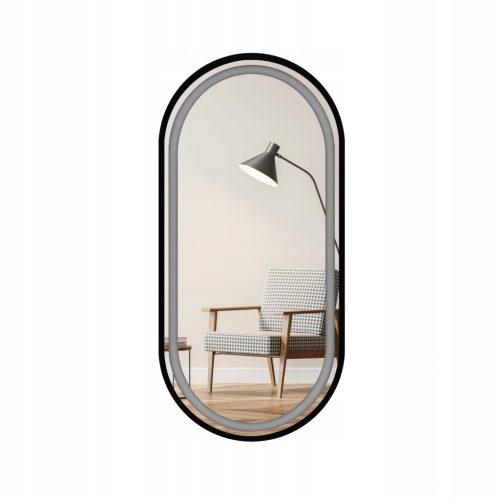  Ovaler Spiegel schwarz 55/90 cm LED mit Sandstrahl