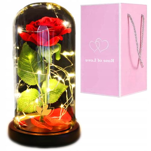 EWIGE ROSE IM GLAS, LEUCHTENDE LED, GESCHENK ZUM VALENTINSTAG, FRAUENTAG