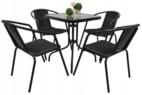 Ein Satz Garten- und Terrassenmöbel Gartenmöbel-Set Kontrastmetall BERGAMO schwarz 5-teilig.