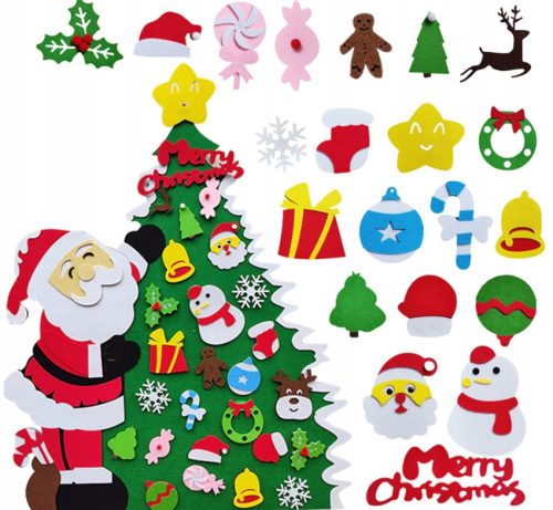 WEIHNACHTSBAUM AUS FILZ MIT WEIHNACHTSDEKORATIONEN 30 STK