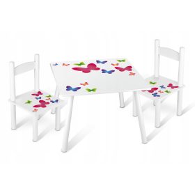  Kindertisch + 2 Stühle Schmetterlingsdruck