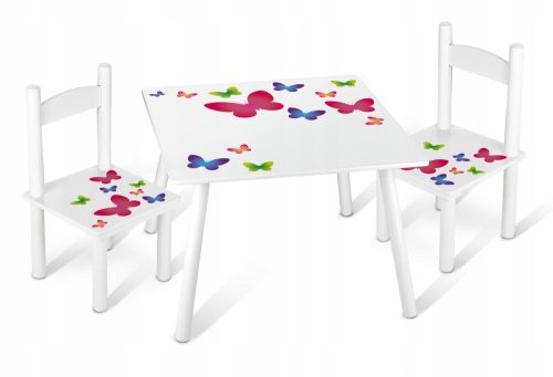  Kindertisch + 2 Stühle Schmetterlingsdruck