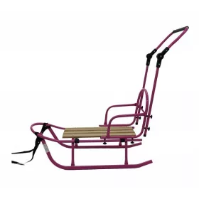    Traditioneller KAREX-Metallschlitten mit Schieber, rosa Rückenlehne