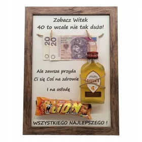    GESCHENK FÜR 30 40 50 60 70 GEBURTSTAG RAHMEN Plakette mit Gravur in großer dunkler Eiche