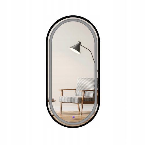  Ovaler Spiegel schwarz 50/85 cm LED mit Sandstrahl und Schalter