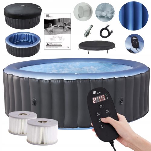 Whirlpool, Garten-Whirlpool Aufblasbarer runder Pool mit Hydromassage MSpa 1120 l